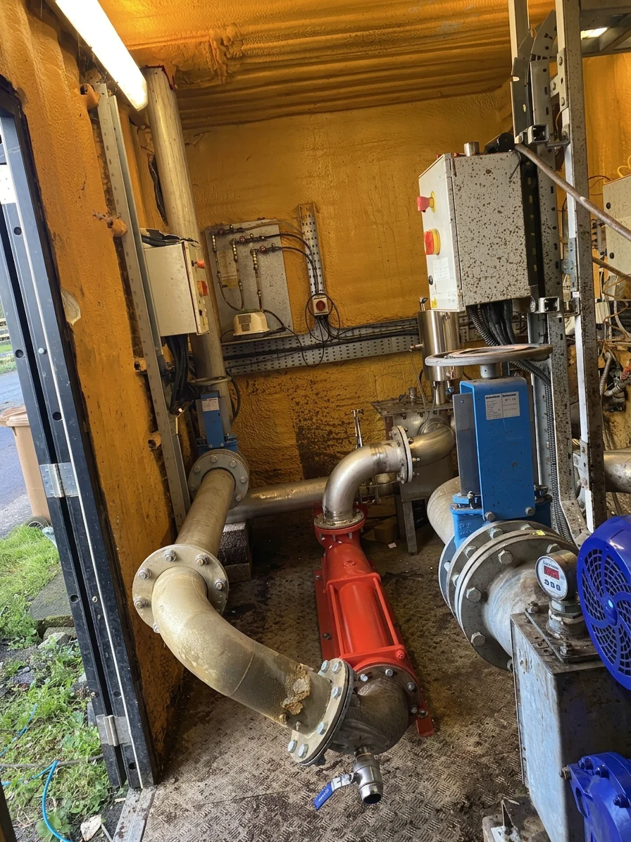 Biogas pump and pipework